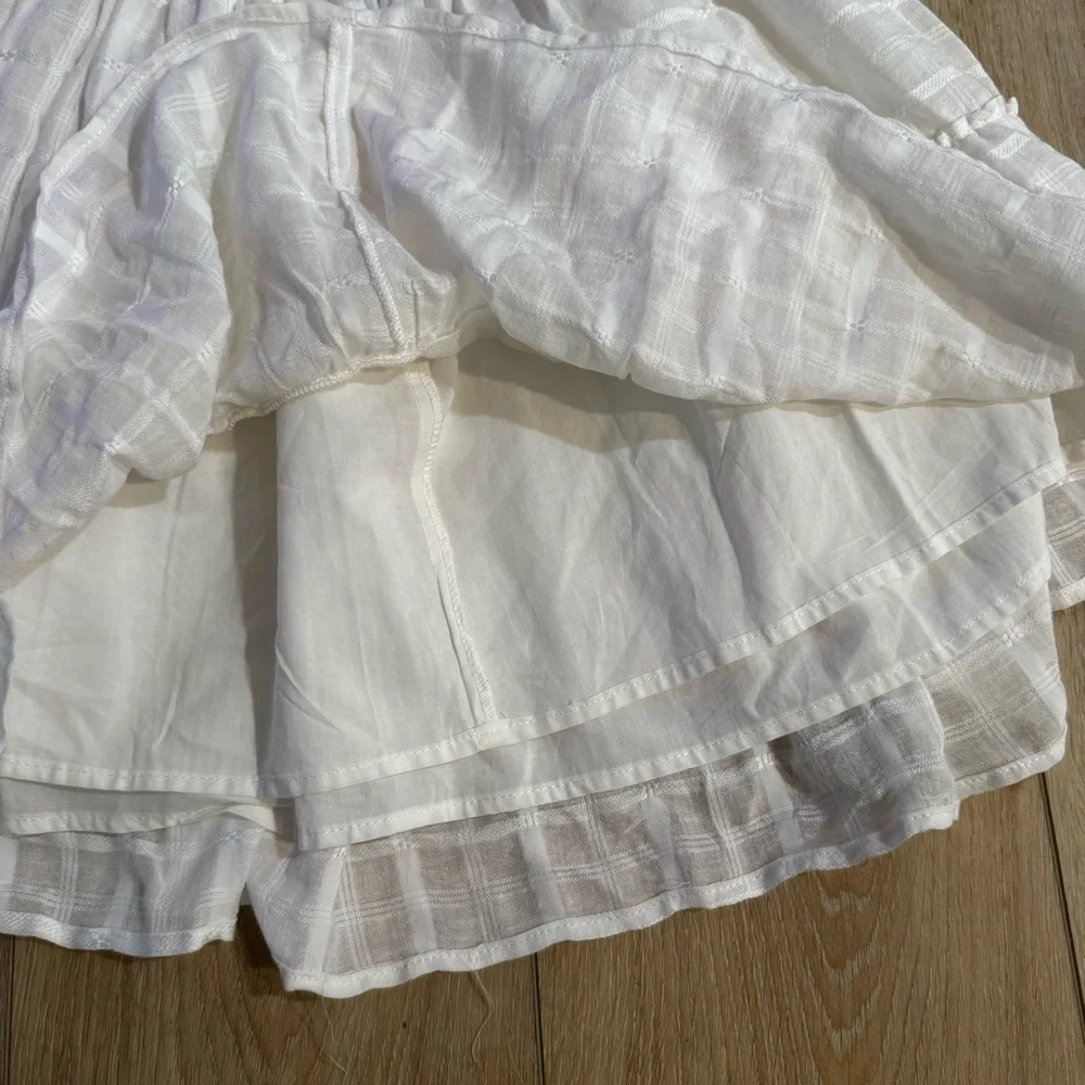 NWT Wild Fable white tiered flare lined mini skirt elastic waist patterned, M.